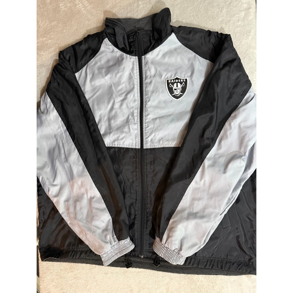VTG Oakland Las Vegas Raiders Reversible Full Zip Jacket XL Carl Banks NFL 388